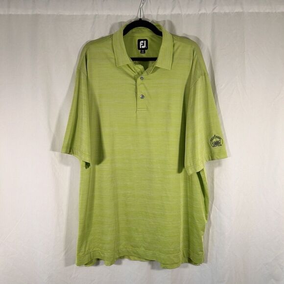 Footjoy Polo Men's XXL Lime Green Short Sleeve Staley Farms Golf Club 1/4 Button - Picture 1 of 12